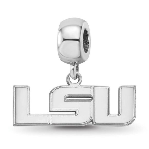 Sterling Silver Louisiana State Univ. 'LSU' Dangle Bead Charm - Picture 1 of 6
